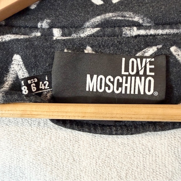 Love Moschino Zip Up Hoodie Gray Alphabet Chalkboard Print Size 42 (US 6) - Picture 7 of 13